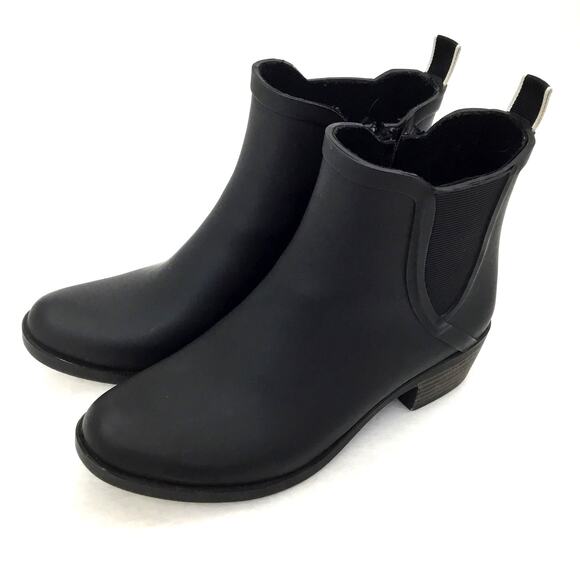 Lucky Brand Women's Black Rubber Rain Booties Sz 6 - Picture 1 of 8